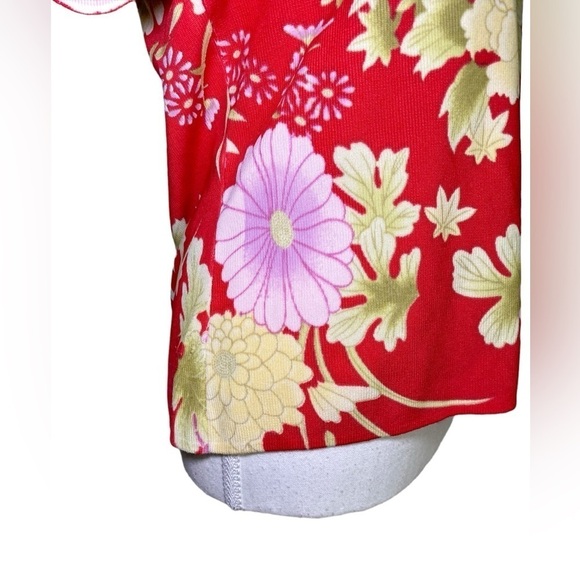 Designers Originals Red & Purple Floral Square Neck Short Sleeve Shirt - Picture 5 of 12